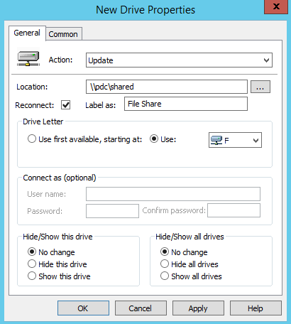 Map Network Drives Or Shared Folders Using Group Policy SistemITec   Group Policy Drive Mapping Configuring Settings For The New Mapped Drive 