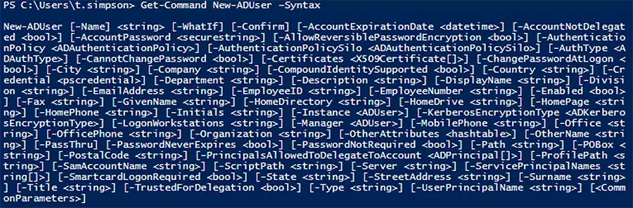 New-ADUser Cmdlet: Syntax