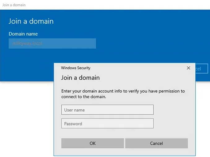 Option 2: Connect to the Domain through Windows Settings
