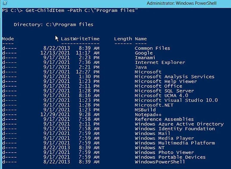 Retrieve Child Items from a Particular File System Directory